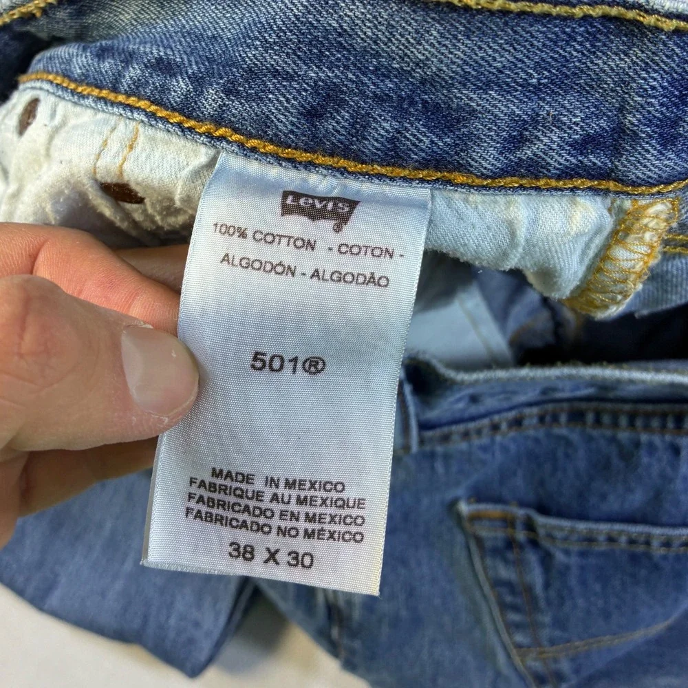 Vintage Levis‎ 501 Mens Straight Leg Blue Denim Button Fly Jeans 38x30